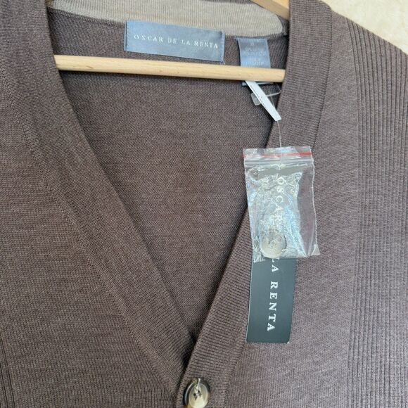 NWT Oscar De La Renta‎ 2012 Button Up Cardigan Sweater Brown Sz L - Picture 8 of 16